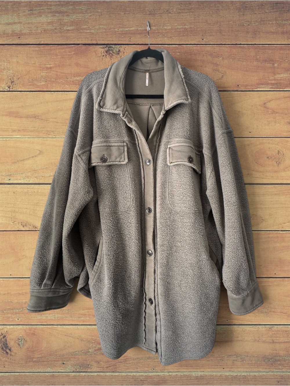 Free People x Revolve Ruby Distressed Teddy Jacket in Dirty Olive, XL - Picture 2 of 10